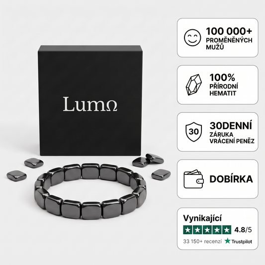 Hematitový náramek Lumo – 100 000+ proměněných mužů